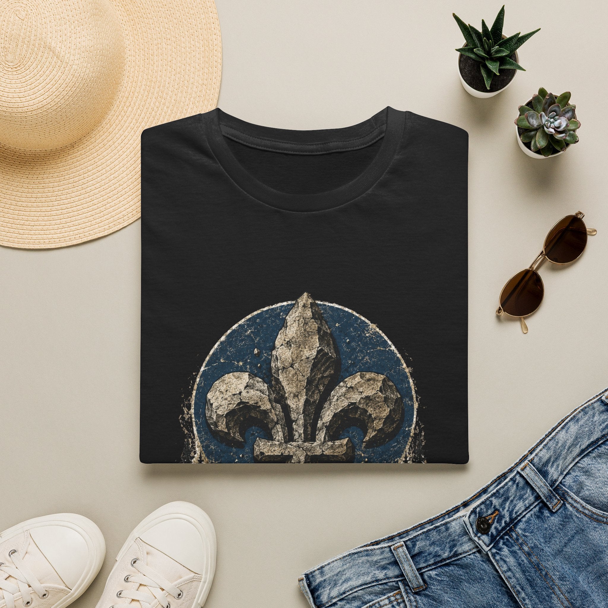 Quebec Fleur-de-Lys Graphic T-Shirt Vintage Provincial Emblem Quebec Shirt