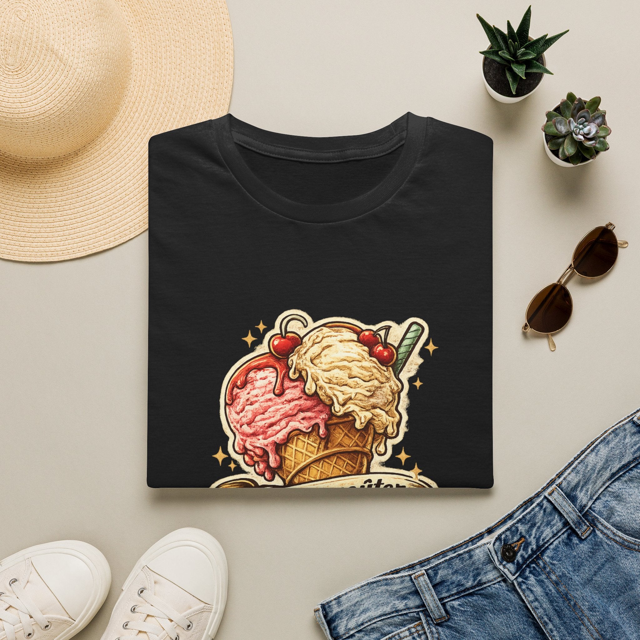 Ice Cream Cone Illustration T-Shirt Vintage Scoops Graphic Tee Quebecois T-Shirt