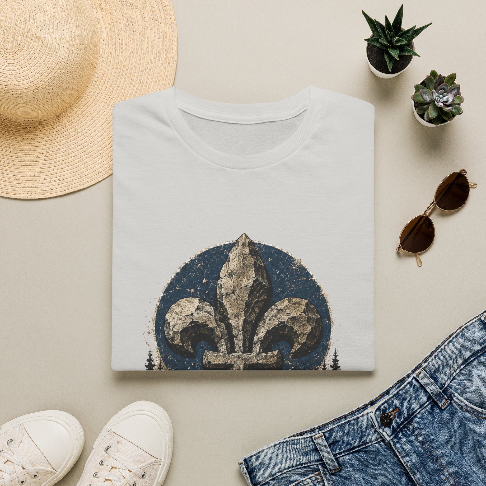 Quebec Fleur-de-Lys Graphic T-Shirt Vintage Provincial Emblem Quebec Shirt