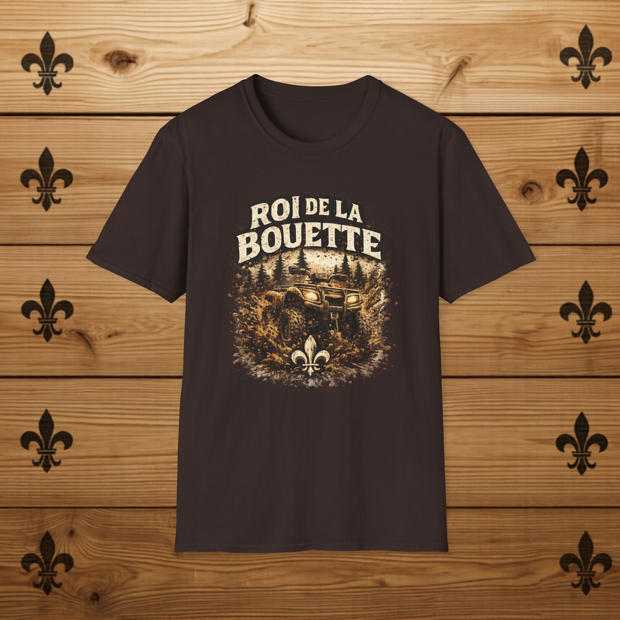 Roi de la Bouette T-Shirt Four Wheeler Mudding Offroad Forest Design Gars de Quatre Roues