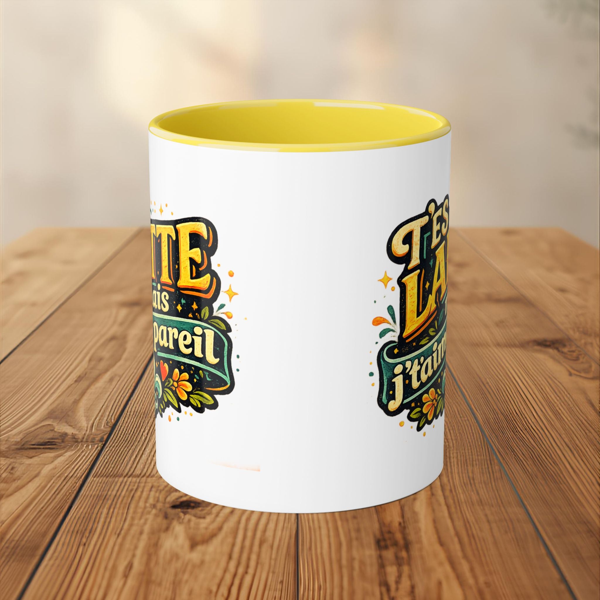T'es Laitte mais j'taime pareil Mug 11oz Accent Ceramic Mug Tasse Drôle Quebec