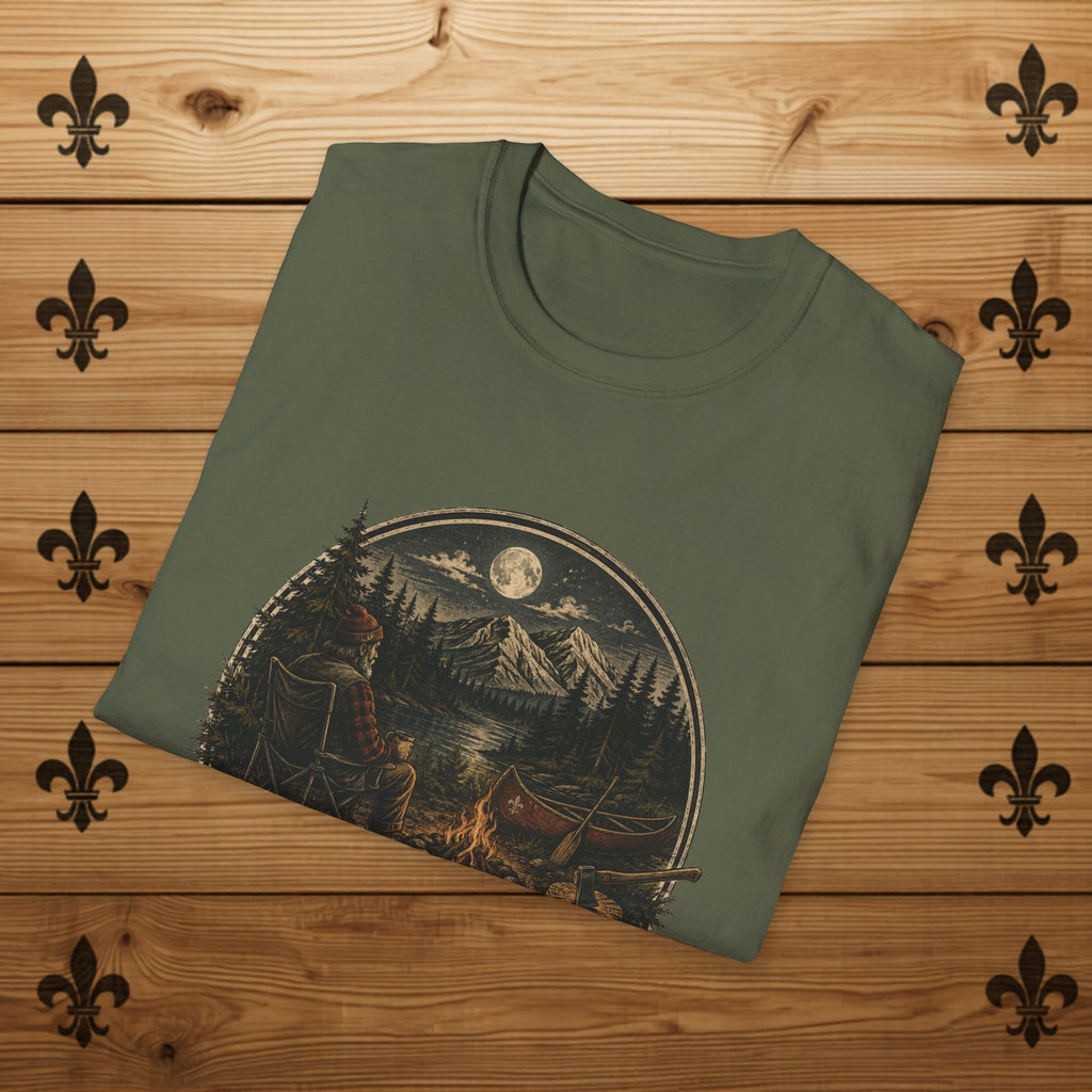 Carpe Diem Tabarnak Campfire Landscape T-Shirt Mountain Moon Forest Quebec Shirt