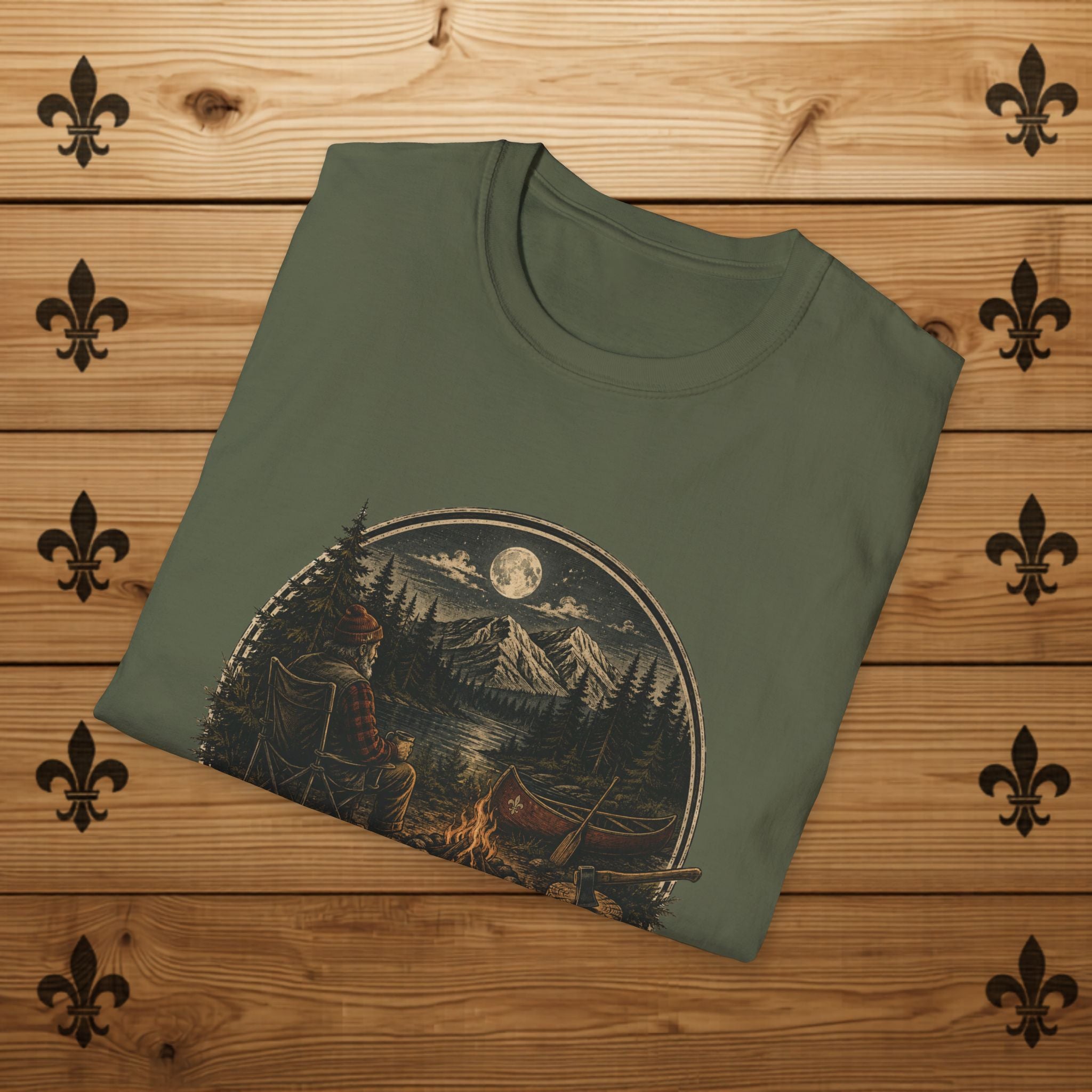 Carpe Diem Tabarnak Campfire Landscape T-Shirt Mountain Moon Forest Quebec Shirt