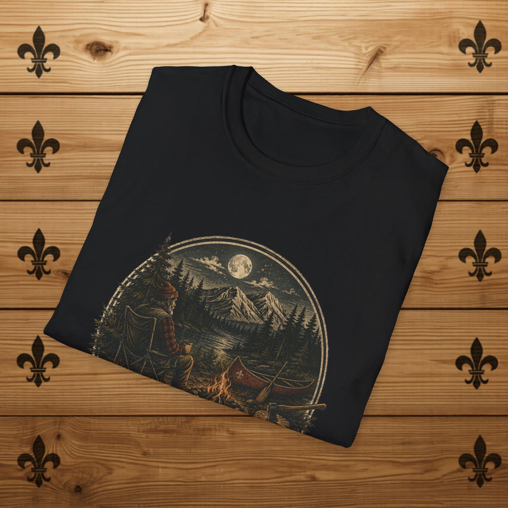 Carpe Diem Tabarnak Campfire Landscape T-Shirt Mountain Moon Forest Quebec Shirt