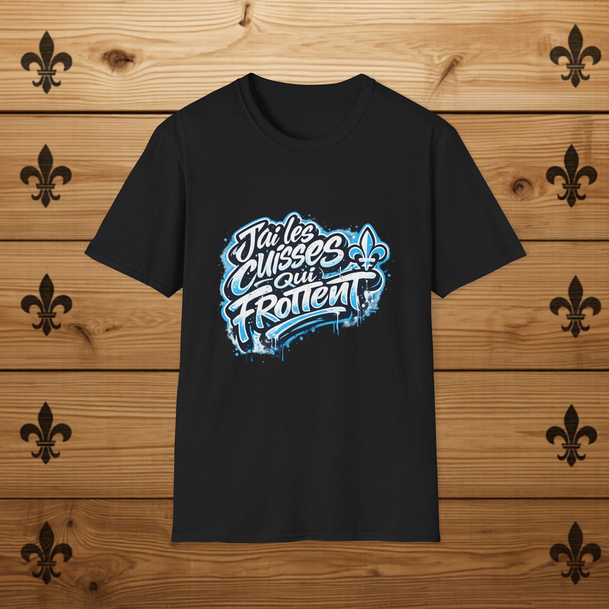 Funny Quebecois T-Shirt Drôle Quebecois T-Shirt Quebec Humour French Canadian Humor Tee Fleur-de-Lys Design