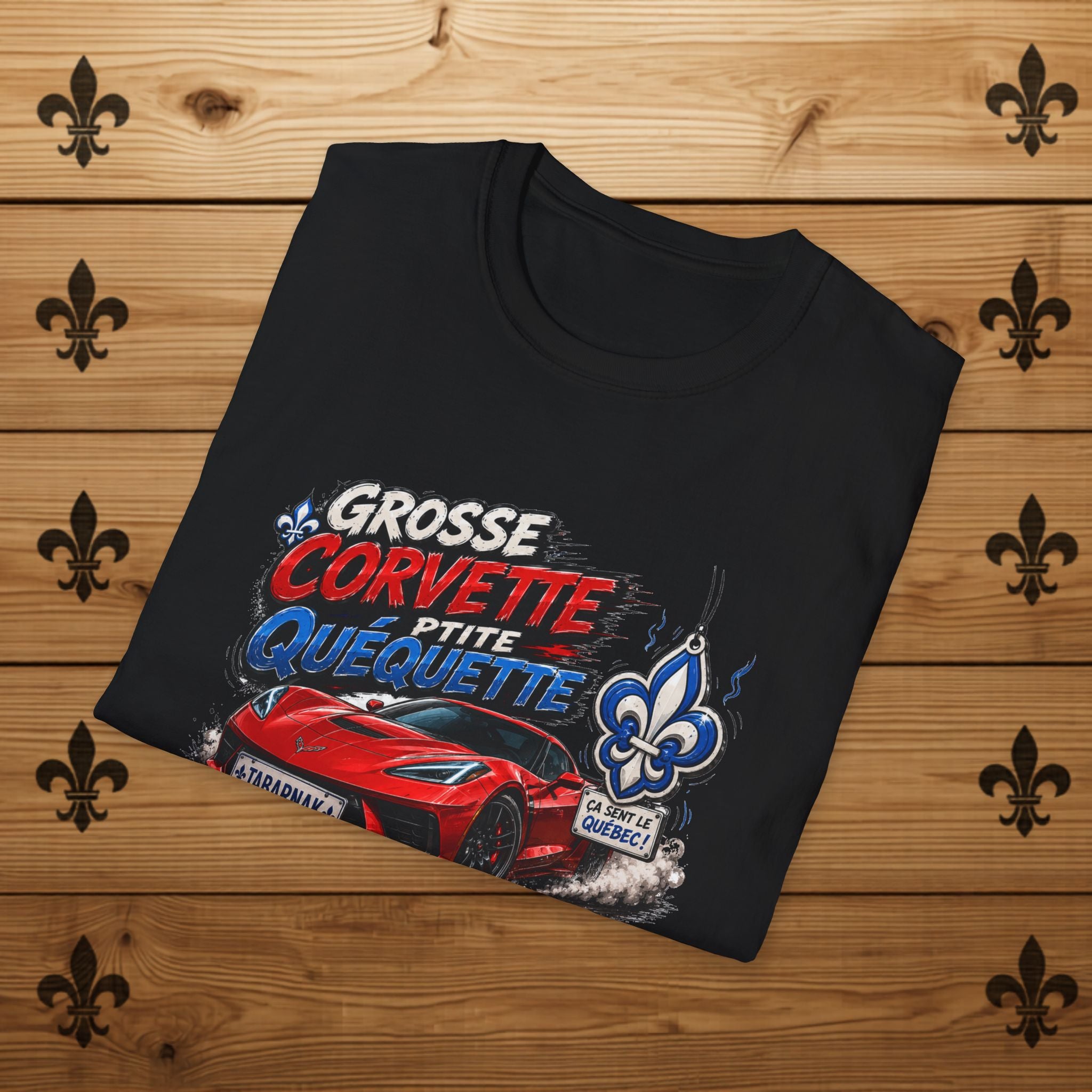 Grosse Corvette Ptite Quequette T-Shirt Red Sports Car Funny Quebec Tee Gift For Him