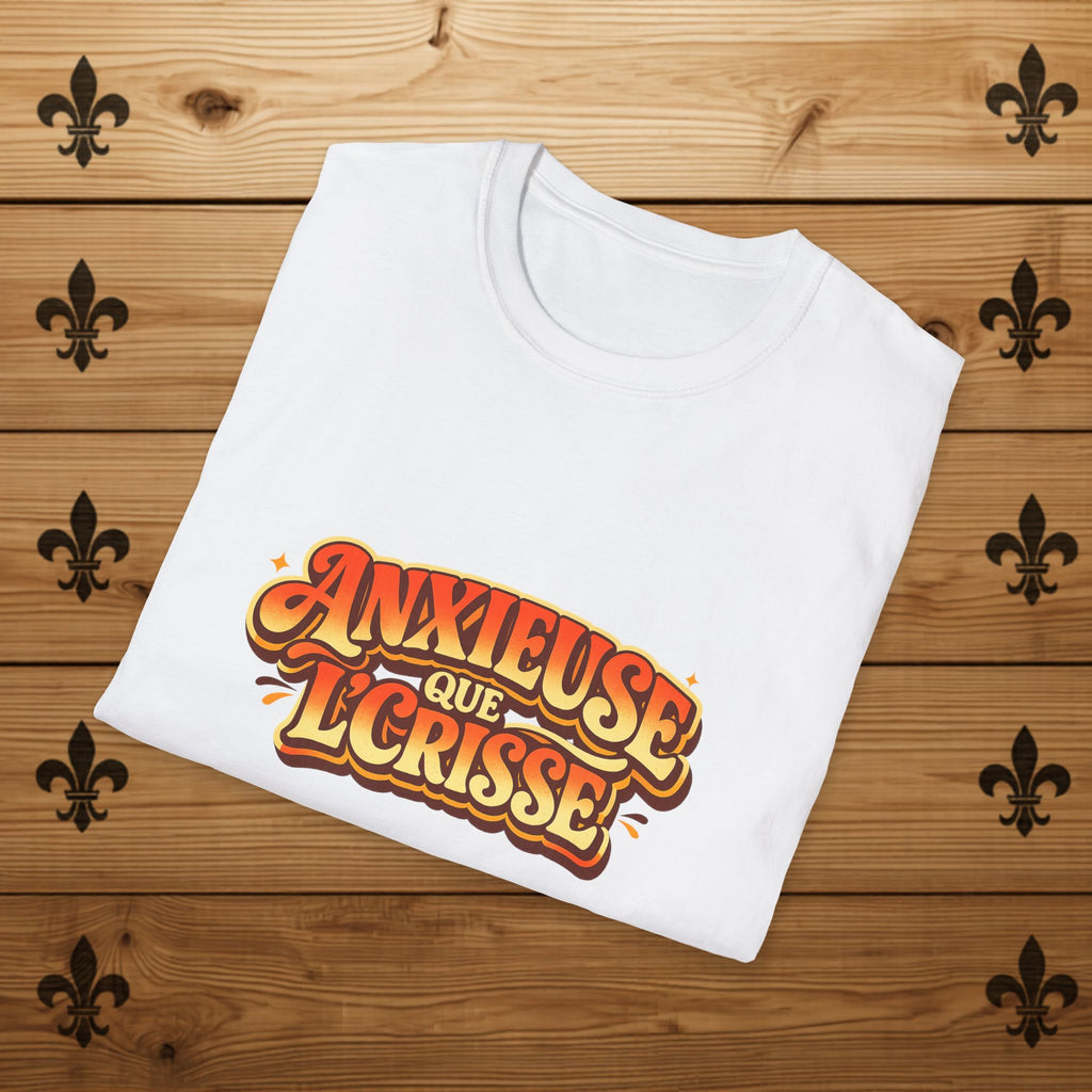 Anxieuse Que Lcrisse T-Shirt French Funny Retro Typography Quebec T-Shirt