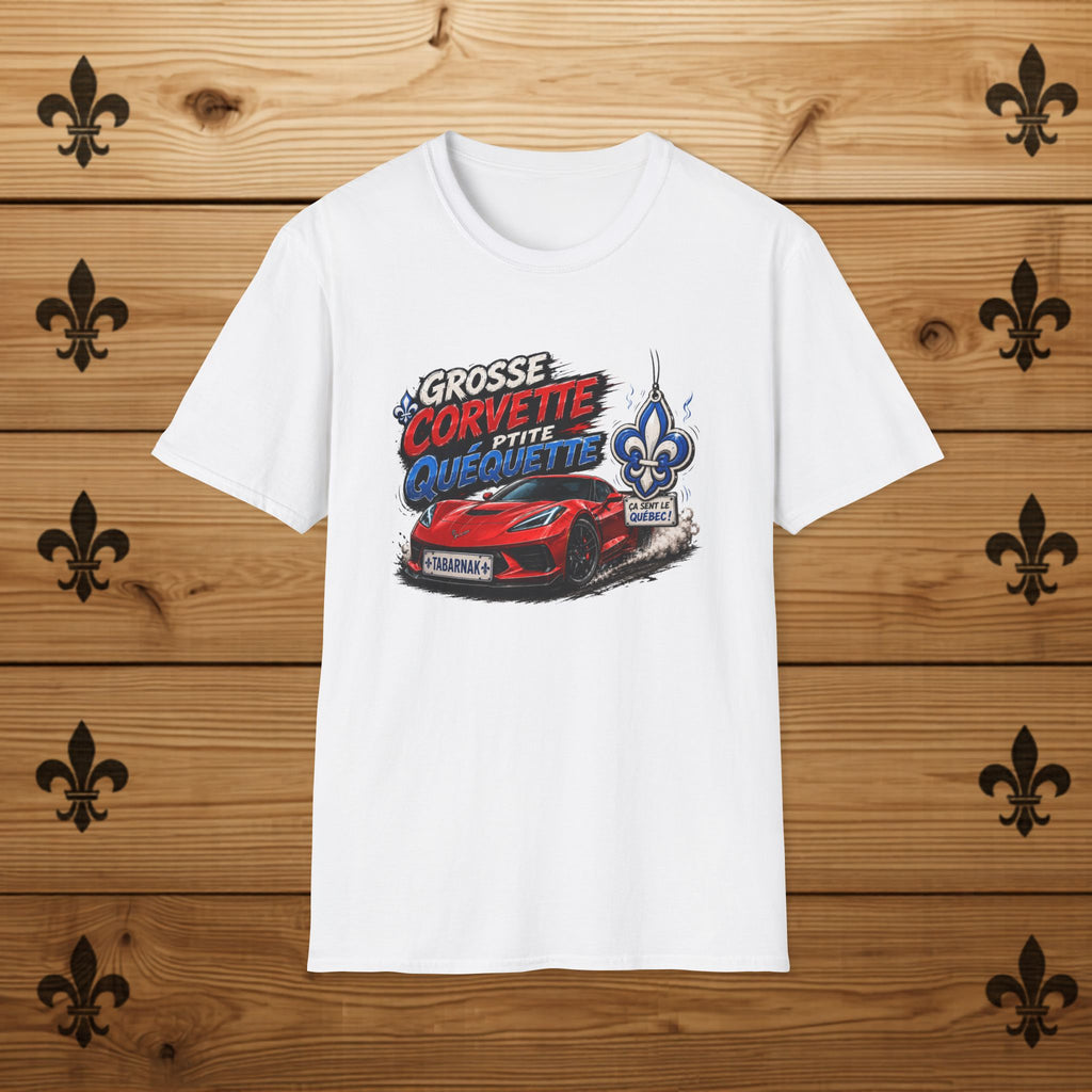 Grosse Corvette Ptite Quequette T-Shirt Red Sports Car Funny Quebec Tee Gift For Him