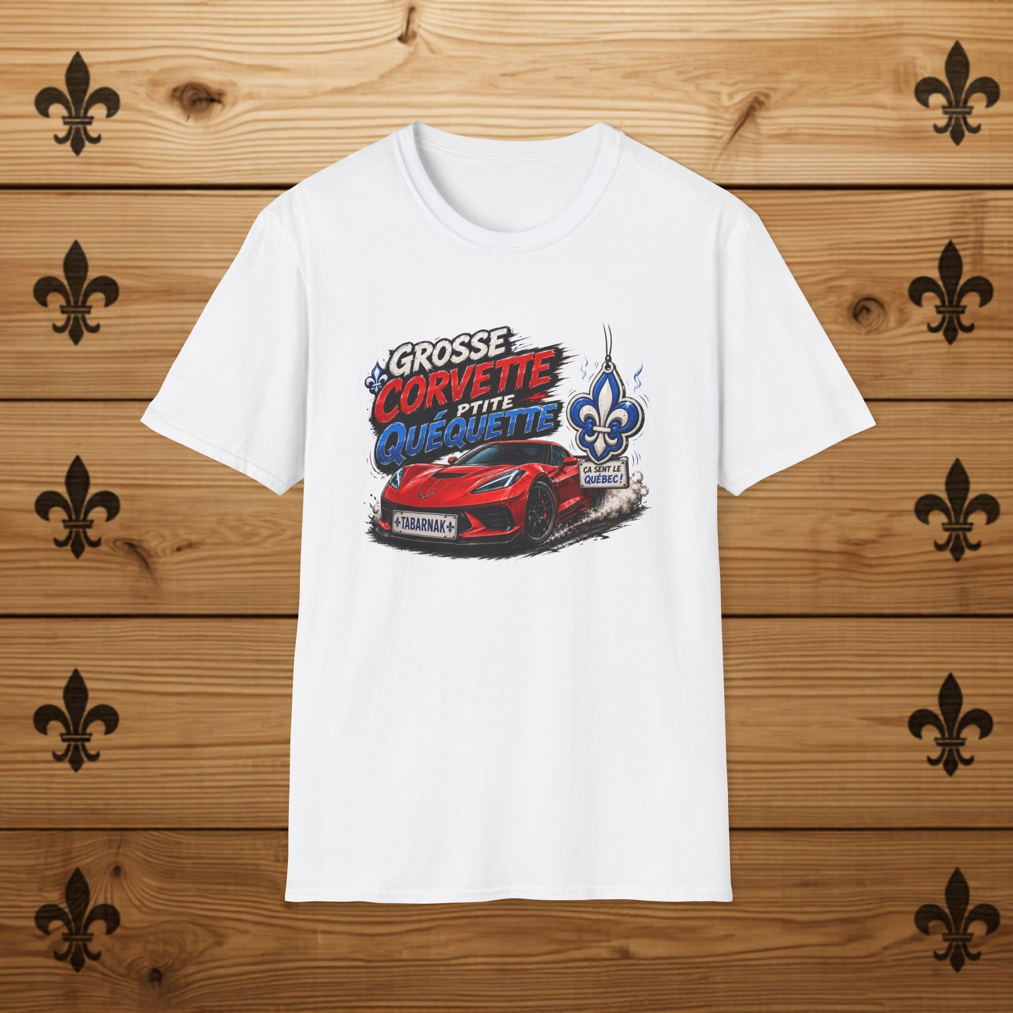 Grosse Corvette Ptite Quequette T-Shirt Red Sports Car Funny Quebec Tee Gift For Him