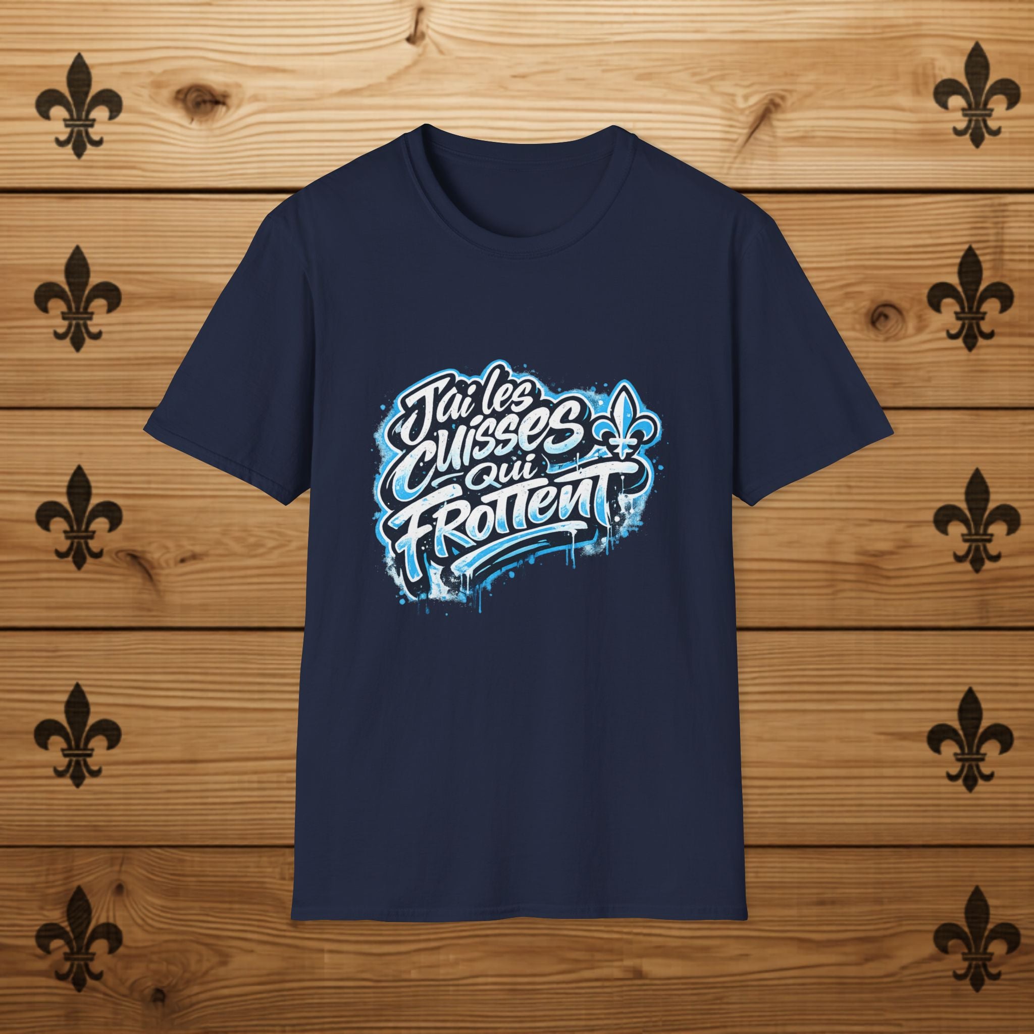 Funny Quebecois T-Shirt Drôle Quebecois T-Shirt Quebec Humour French Canadian Humor Tee Fleur-de-Lys Design