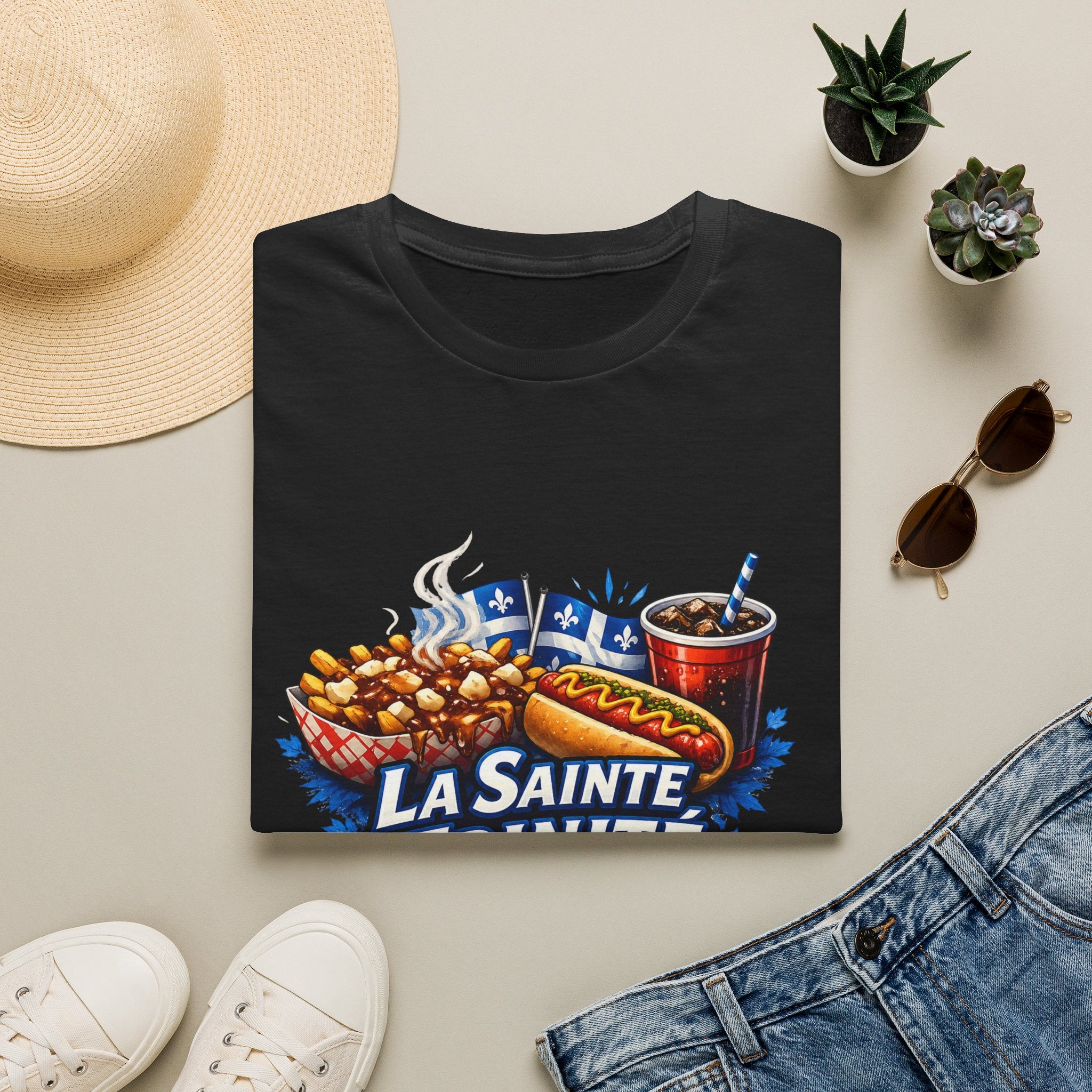 La Sainte Trinité – T-Shirt Québécois Poutine, Hot-Dog & Humour