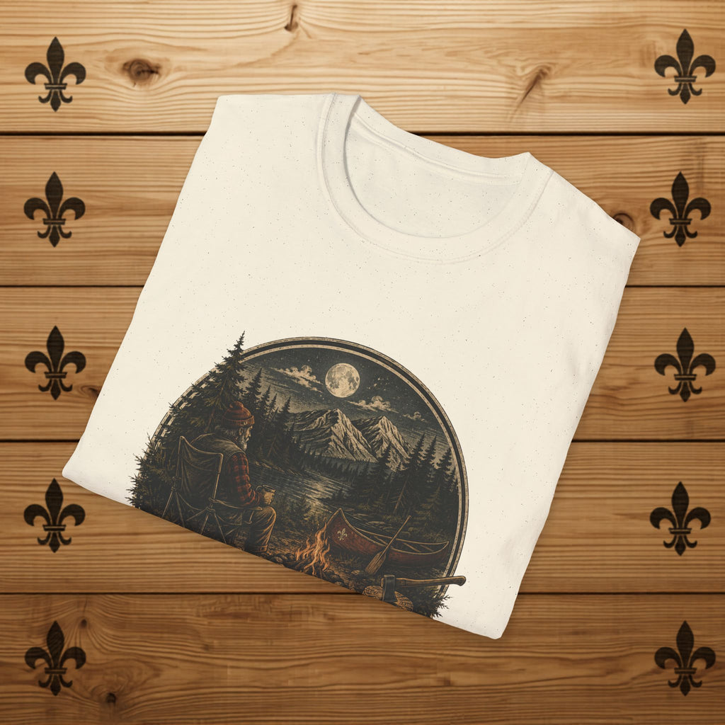 Carpe Diem Tabarnak Campfire Landscape T-Shirt Mountain Moon Forest Quebec Shirt