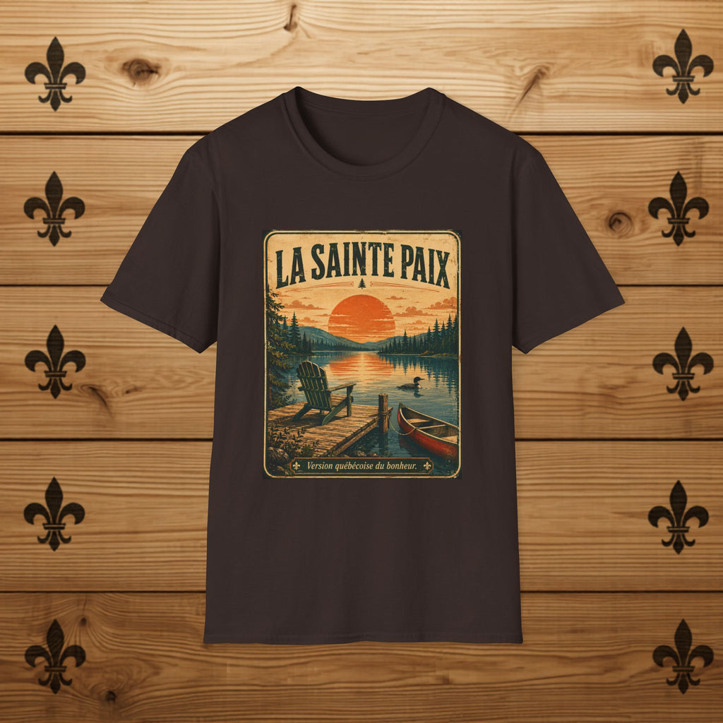 La Sainte Paix Sunset Lake T-Shirt | Vintage Nature Scene