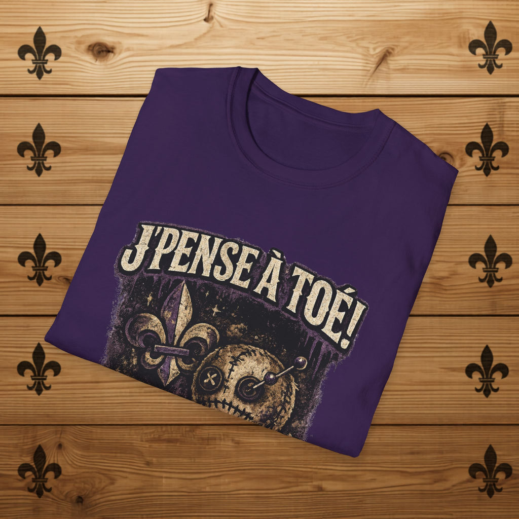J'pense à Toé Teddy Bear T-Shirt Voodoo doll Funny Tee Quebec T-Shirt