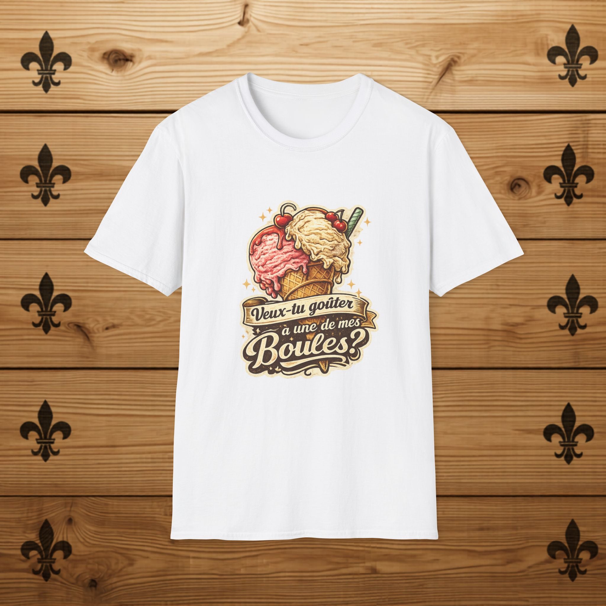 Ice Cream Cone Illustration T-Shirt Vintage Scoops Graphic Tee Quebecois T-Shirt