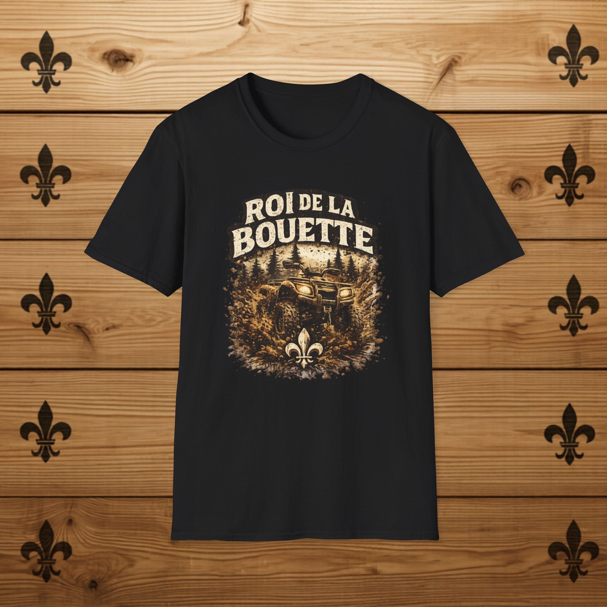 Roi de la Bouette T-Shirt Four Wheeler Mudding Offroad Forest Design Gars de Quatre Roues