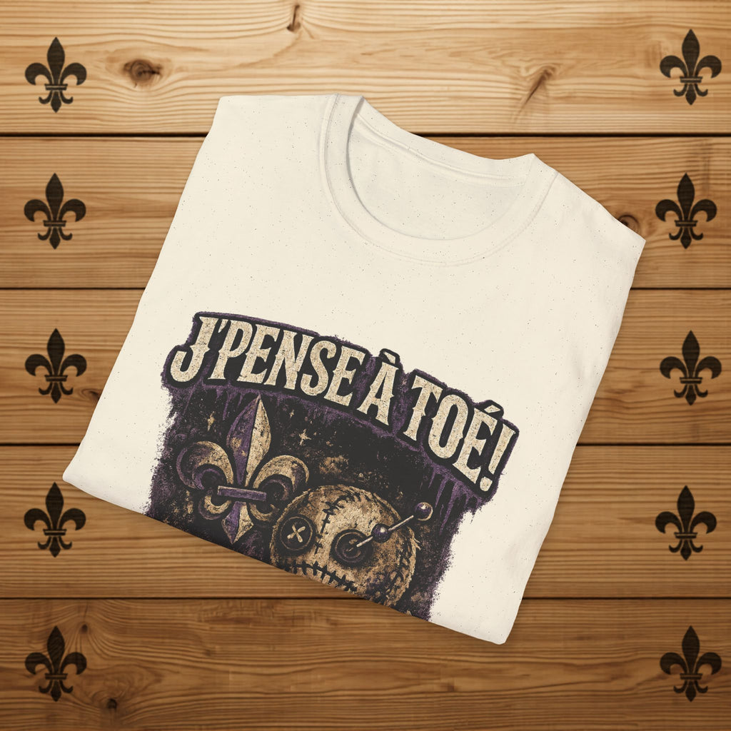 J'pense à Toé Teddy Bear T-Shirt Voodoo doll Funny Tee Quebec T-Shirt