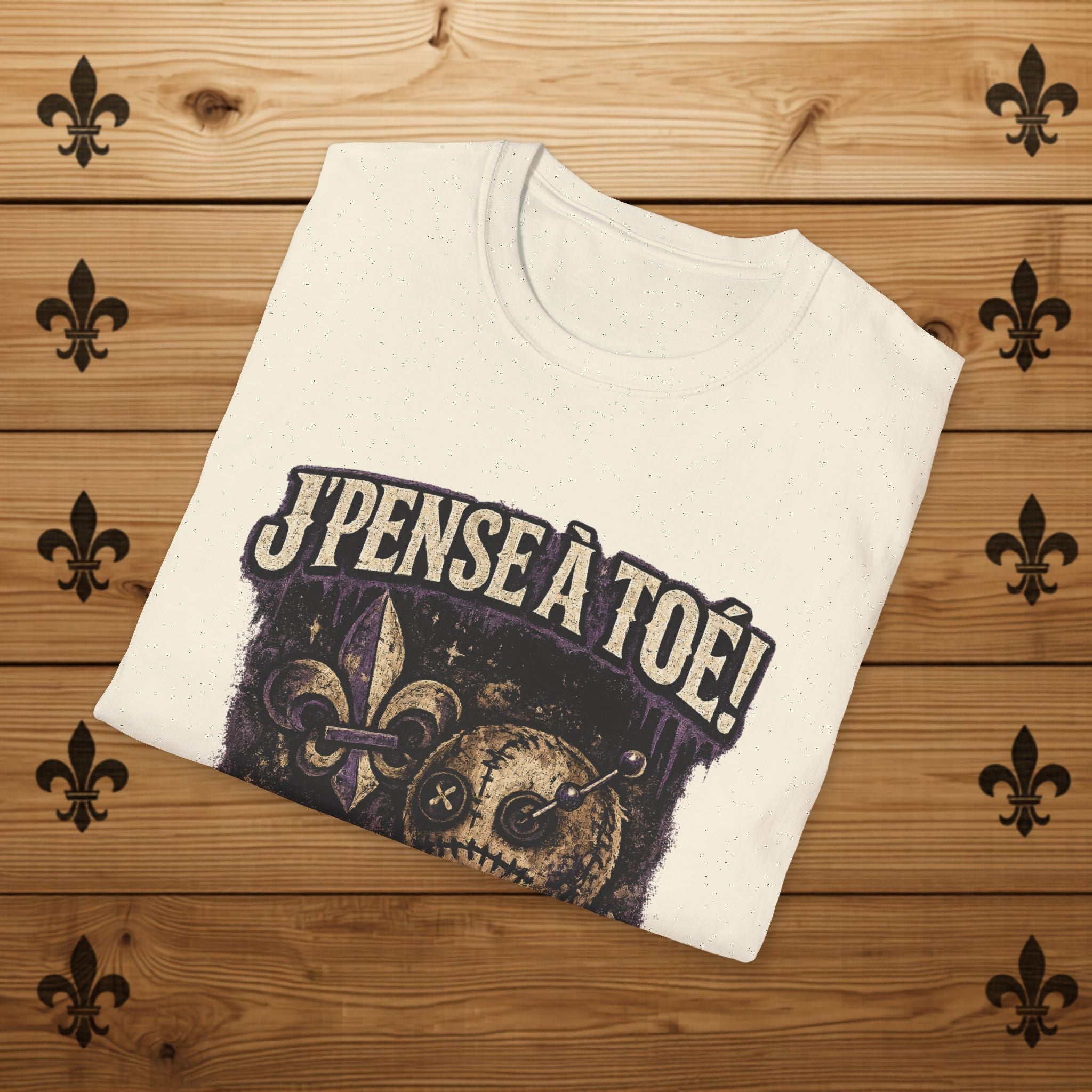 J'pense à Toé Teddy Bear T-Shirt Voodoo doll Funny Tee Quebec T-Shirt