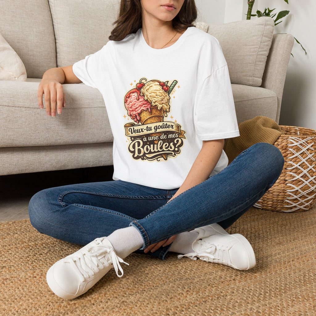 Ice Cream Cone Illustration T-Shirt Vintage Scoops Graphic Tee Quebecois T-Shirt